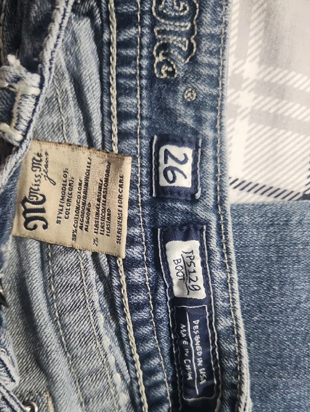 Miss Me Blue Wash Bootcut Jeans with Distressed Accents - Picture 2 of 7